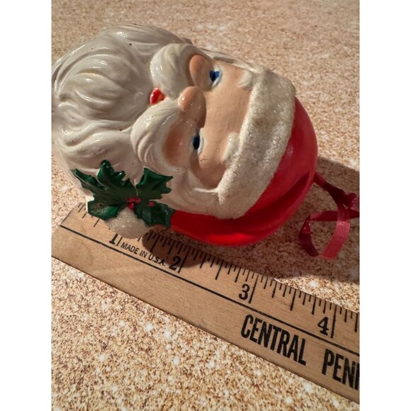 Vintage 1980 Santa Head Ornament – Glitter Trim, Hand-Painted Details 🎅✨ - Picture 2 of 11